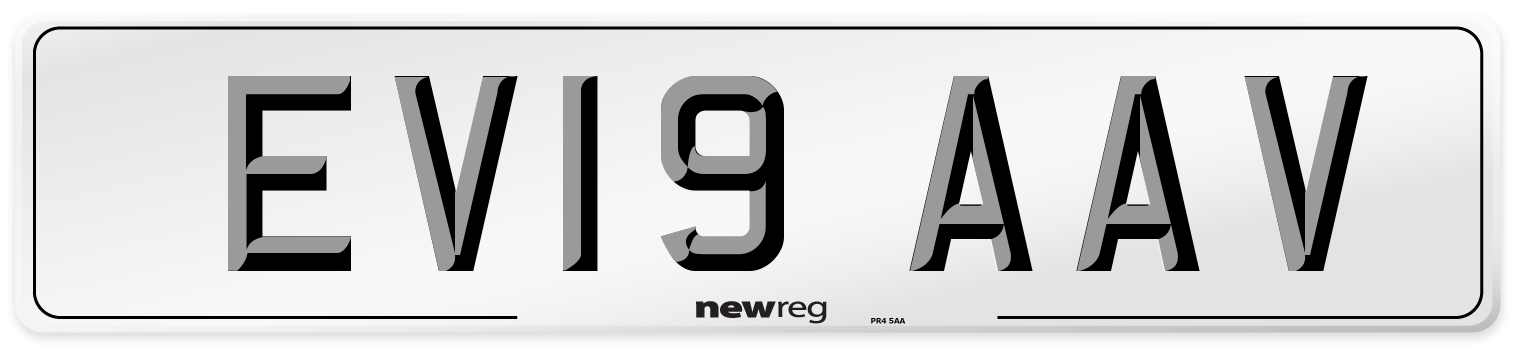 EV19 AAV Number Plate from New Reg